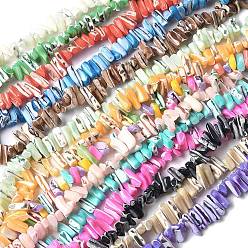 (52) Непрозрачная лаванда Окрашенные нити натуральных бусин-ракушек трохуса, самородки, разноцветные, 9~21x5~7x6~8 мм, отверстие : 1.2 мм, около 54~67 шт / нитка, 14.76~15.24 дюйм (37.5~38.7 см)