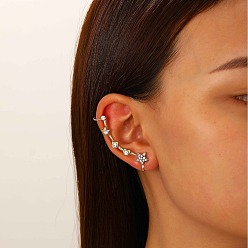 Платина Серьги-клипсы в форме сердца из сплава со стразами и кристаллами для женщин, платина, 46 мм