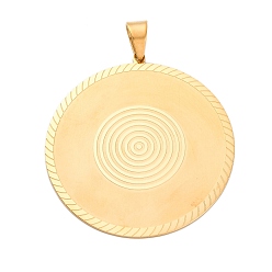 Плоский Круглый 304 из нержавеющей стали большие кулоны, ионное покрытие (ip), золотые, плоско-круглые, 63.5x60x1.5 мм, отверстие : 10.5x7.5 мм
