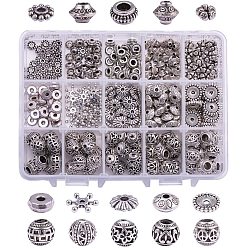 Antique Silver Tibetan Style Alloy Beads, Mixed Shapes, Antique Silver, 140x108x30mm