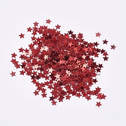 Red Ornament Accessories Plastic Paillette/Sequins Beads, Star, Red, 2.5x2.5x0.1mm, about 450000pcs/pound