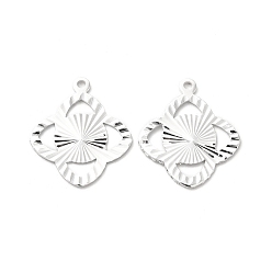 925 Sterling Silver Plated Brass Pendants, Cadmium Free & Lead Free, Long-Lasting Plated, Clover Charm, 925 Sterling Silver Plated, 20x17.5x0.6mm, Hole: 1mm