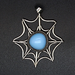 Опал Синтетические Opalite подвески, паучья сеть, 45x38x7 мм