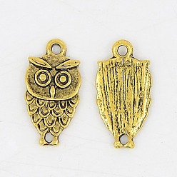 Античное Золото Подвески из цинкового сплава в тибетском стиле для Хэллоуина, без кадмия, без никеля и без свинца, сова, античное золото , 18x10x2 мм, отверстие : 1.5 мм
