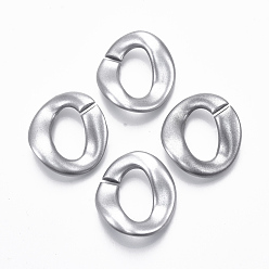 Silver Spray Painted CCB Plastic Linking Rings, Quick Link Connectors, For Jewelry Curb Chains Making, Oval Twist, Silver, 32x29.5x9mm, Inner Diameter: 12x20mm