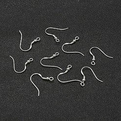 Silver 925 Sterling Silver Earring Hooks, Silver, 18x2.5mm, Hole: 2mm, 22 Gauge, Pin: 0.6mm