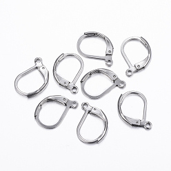 Нержавеющая Сталь Цвет Устойчивые к потускнению 304 фурнитура для сережек с застежкой-рычагом из нержавеющей стали, с петлей, цвет нержавеющей стали, 16x10.5x2 мм, отверстие : 1.5 мм, штифты : 1 мм