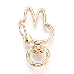Light Gold Зажимные крюки, кролик, золотой свет, 35.2x19x5.5~6 мм, отверстие : 5x8.6~9 мм