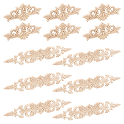 Бланшированный Миндаль 12 шт 2 стили натуральное цельное дерево резная накладка аппликация ремесло, неокрашенная накладка мебель украшения дома, цветок, бланшированный миндаль, 161~330x60~72.5x7~7.5 мм, 6 шт / стиль