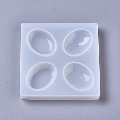 Белый Силиконовые формы, формы для литья смолы, для уф-смолы, изготовление ювелирных изделий из эпоксидной смолы, овальные, белые, 97x97x12.5 мм, овальный : 37.5x27 mm