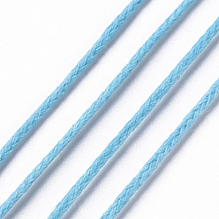 Light Sky Blue Waxed Cotton Thread Cords, Light Sky Blue, 1mm, about 100yards/roll(300 feet/roll)