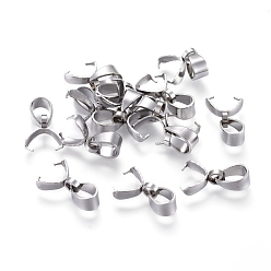 Stainless Steel Color 304 Stainless Steel Pinch Bails, Ice Pick Pinch Bails for Pendant Making, Stainless Steel Color, 9x7x2.5mm, Hole: 3.5x5mm