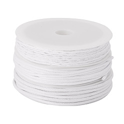 White 16.1M 3 Styles Waxed Cotton Cords, Multi-Ply Round Cord, Macrame Artisan String for Jewelry Making, with 3Pcs Polypropylene(PP) Spools, White, 1mm, 1.5mm, 2mm