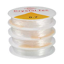 Прозрачный 4 рулоны круглой кристаллической эластичной нити, для браслетов изготовление ювелирных изделий из драгоценных камней ремесло из бисера, прозрачные, 0.7 мм, около 8.7 ярдов (8 м) / рулон