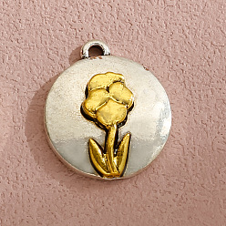 January Carnation Подвески из сплава , подвески на тему декабрьских цветов, январь гвоздика, 21x18 мм