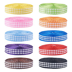 Gemischte Farbe Polyesterband, Tartanband, Gemischte Farbe, Gemischte Farbe, 10 mm, 9.14 m / Rolle, 10roll / set