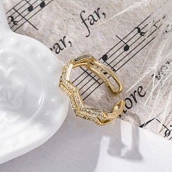 Настоящее золото 18K Кольца-манжеты с микропаве из латуни и прозрачными кубическими цирконами для женщин, долговечный, стойки покрытие, без свинца и без кадмия, реальный 18 k позолоченный, регулируемый, 6 мм