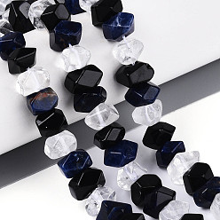 Смешанные камни Нити из натуральных кристаллов обсидиана, содалита и кварца, граненые, рондель, с карточной бумагой, 7.5~16x7.5~16x5~9.5 мм, отверстие : 0.8~1 мм, около 25~27 шт / нитка, 7.28~7.68 дюйм (18.5~19.5 см), 1 прядь / комплект