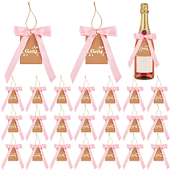 Pink Украшение бутылки шампанского, включают 6 нити металлических шнуров, 30 шт бумажные подарочные бирки, 30шт. бантик из полиэстера, 30шт железная брошь, розовые, 985~1005x0.5 мм