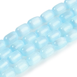 Бледно-бирюзовый Нити из натурального селенита, окрашенные, барабан, бледные бирюзовая, 12x8 мм, отверстие : 1.2 мм, около 32 шт / нитка, 15.43'' (39.2 см)