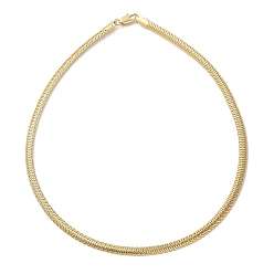 Golden Rack Plating Brass Flat Rope Chain Necklaces, Long-Lasting Plated, Cadmium Free & Lead Free, Golden, 15.94 inch(40.5cm)