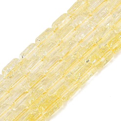 Champagne Yellow Crackle Transparent Glass Beads Strands, Column, Faceted, Champagne Yellow, 9~9.5x5.5~6mm, Hole: 1~1.2mm, about 37~38pcs/strand, 13.39~13.78 inch(34~35cm)