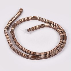 Coffee Plated Electroplate Non-magnetic Synthetic Hematite Beads Strands, Cuboid, Coffee Plated, 6x4x4mm, Hole: 0.8mm, about 66pcs/strand, 15.75 inch(40cm)