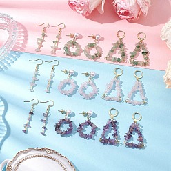 Смешанные камни 9 пары 9 стили наборы сережек из натуральных смешанных камней, со стеклянными шариками и 304 результатов нержавеющей стали, 41.5~54x9.5~29 мм, 1 пара / стиль