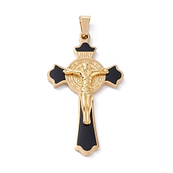 Mixed Color Easter Theme Vacuum Plating 304 Stainless Steel Enamel Pendants, Crucifix Cross, Mixed Color, 45x25.5x4.5mm, Hole: 6.5x3.2mm