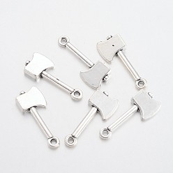 Античное Серебро Тибетский стиль сплава цинка подвески, без свинца и без кадмия, топор, античное серебро, 25x10x3 мм, отверстие : 2 мм, Около 384 шт / 500 г