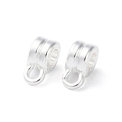 Silver Alloy Tube Bails, Loop Bails, Long-Lasting Plated, Column, Silver, 9x4.5x6mm, Hole: 1.6mm, Inner Diameter: 3mm