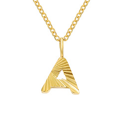 Letter A Персонализированные ожерелья с кулоном в виде инициалов из нержавеющей стали с текстурой алфавита для женщин и мужчин, золотые, буква a, 16.54 дюйм (42 см)