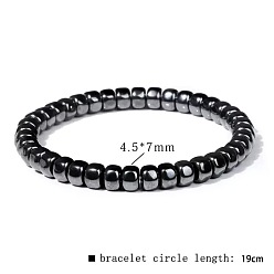 Rondelle Браслеты из синтетических немагнитных гематитовых бусин для мужчин, рондель, 7.48 дюйм (19 см)