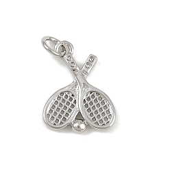 Платина Латунные подвески, без кадмия и без свинца, ракетки, с целью перехода в кольце, платина, 17.5x13x2.5 мм, отверстие : 3.5 мм