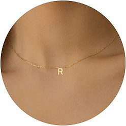 Letter R Латунные подвески начальные ожерелья для женщин, золотые, Буква R, 15.75 дюйм (40 см)
