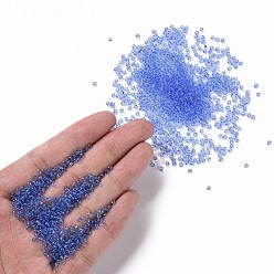 Light Blue Glass Seed Beads, Transparent, Round, Light Blue, 12/0, 2mm, Hole: 1mm, about 30000 beads/pound