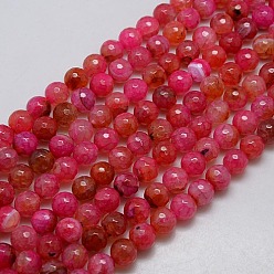 Светло-Вишневый Естественно агат круглых бусин прядь, окрашенные, граненые, светло-вишневый, 10 мм, отверстие : 1 мм, около 38 шт / нитка, 14.56 дюйм