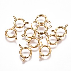 Золотой Ионное покрытие (ip) 304 застежки из нержавеющей стали с пружинным кольцом, золотые, 14x2.5 мм, отверстие : 3.5 мм