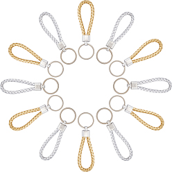 (52) Непрозрачная лаванда 20шт 2 цвета плетеный брелок из искусственной кожи, с железными брелками и концами из легкого шнура, для ключа автомобиля, кошелек, пакет, разноцветные, 120 мм, 10 шт / цвет