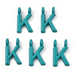 Letter K Обшивка стойки из сплава, окрашенного распылением 2-петлевые подвески, письмо амулеты, без свинца, без никеля и без кадмия, letter.k, 14.5x9x2 мм, отверстие : 2 мм