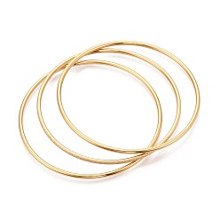 Настоящее золото 18K 3шт. 304 набор простых браслетов из нержавеющей стали для женщин, кольцо, ионное покрытие (ip), реальный 18 k позолоченный, 0.2 см, внутренний диаметр: 2-3/8 дюйм (6 см)