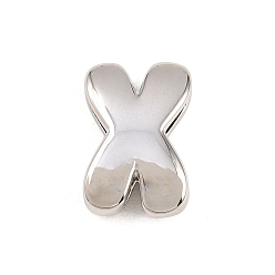 Letter X Латунные бусины, долговечный, стойки покрытие, без свинца и без кадмия, платина, Письмо X, 14x9x4.5 мм, отверстие : 11x3 мм