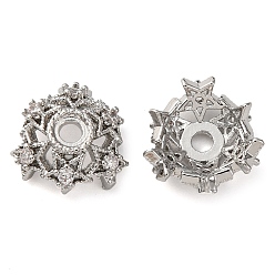 Платина Колпачки для бусин из прозрачного кубического циркония из латуни, без кадмия, без никеля и без свинца, цветок, платина, 11x11x4 мм, отверстие : 1.8 мм