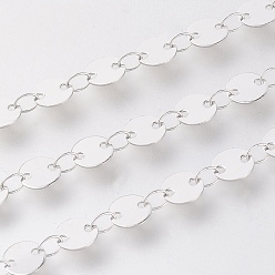 Stainless Steel Color Tarnish Resistant 304 Stainless Steel Links Chains, Flat Round, Soldered, with Spool, Stainless Steel Color, 6mm, link: 6x0.3mm, about 32.8 Feet(10m)/roll
