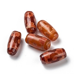 Смешанные Узоры Тибетского стиля бусы дзи, природных бисера агат, окрашенные, рис, смешанные узоры, 24.5~25x10.5~12 мм, отверстие : 2 мм