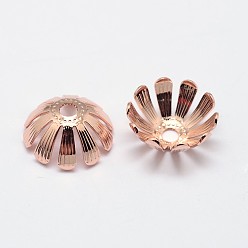 Розовый Позолоченный Класс крышки шарика ааа латуни, без кадмия, без никеля и без свинца, Настоящее розовое золото покрыто, 13x5 мм, отверстие : 2 мм