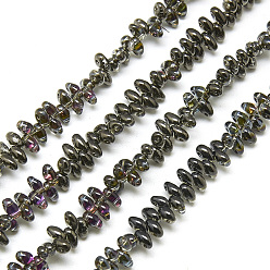 Серый Гальваническая сетка 2, Чешские Бусины, серые, 4.5~5x3~3.5x2~2.5 мм, отверстие : 1 мм, около 336 шт / нитка, 23.2 дюйм