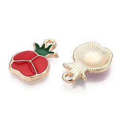 Малиновый Подвески из эмали и сплава, золотой свет, гранат, малиновый, 18.5x13x2.5 мм, отверстие : 2 мм