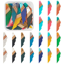 (52) Непрозрачная лаванда 20шт 10 цвета прозрачная смола и большие подвески из орехового дерева, амулет зубчатой формы, разноцветные, 53x14x3 мм, отверстие : 2 мм, 2 шт / цвет