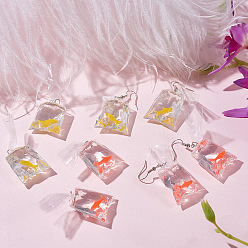 Mixed Color SUNNYCLUE DIY Earring Making, with Resin Pendants, Brass Earring Hooks, Mixed Color, 24pcs/set